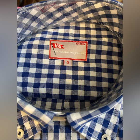 NWT PENNINGTON\BAILES MENS BUTTON DOWN OXFORD SIZE SMALL IN NAVY/WHITE GINGHAM - Picture 3 of 6